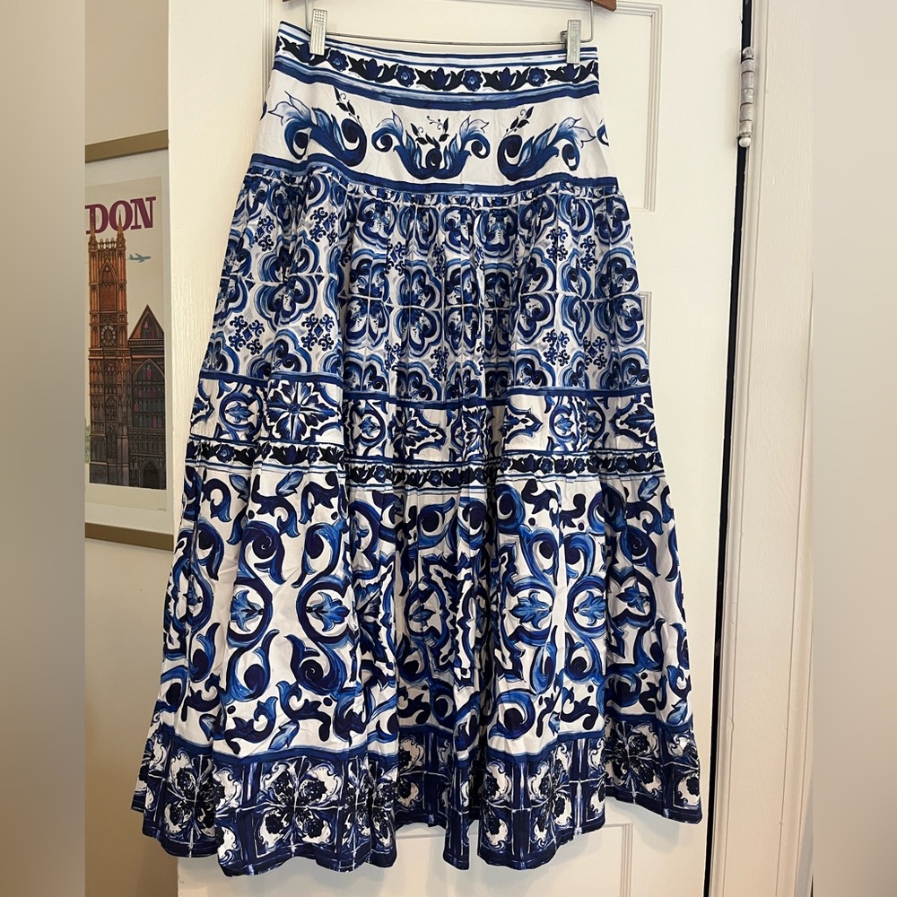 High-end 100% cotton Majolica maxi skirt